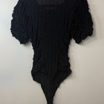 Free People Intimately Sheer Black Trendy Ruched Short Sleeve Bodysuit Sz S # Photo 0