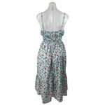 Aqua Blue Red Cherry Print Sleeveless Cami Tiered Pocket A Line Midi Dress Sz M Size M Photo 2