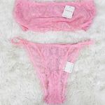 Free People INTIMATELY Pink Lace Bandeau Bra Bralette Bikini Panty Set Large New Photo 0