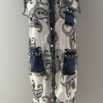 Adore Duster Size M White & Demin Paisley Embroidery Studded Long Vest Size M Photo 0