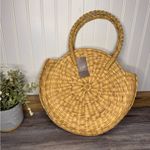 J Jill Lemon Braided Market Woven Rattan Basket Circle Round Purse Handbag NWT Yellow Photo 4