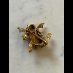 Vintage 70's Golden Poodle Dog Brooch with Gemstone Accents Gold Photo 2