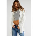 Free People  Summer Daydream Buttondown Top in Ivory Size Large Gauze Oversized Photo 6