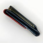 Christian Dior 80s Vintage Leather Wallet Snap Bifold Coin Purse Unisex Navy Red Photo 8