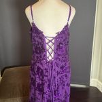 Women’s Purple Mermaid Fit Prom Formal Dress Sparkly Sequins Leg Slit Size 14 Photo 4