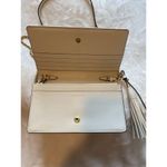 Tory Burch  Fleming Floral Leather Chain Wallet Crossbody Purse Bag White Purple Photo 11