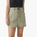 Faherty  Sunwashed Denim Utility Skirt in Olive Haze size 4 NWT Photo 0