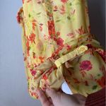 Kut From The Kloth Yellow Red Floral Sheer Button Down Blouse Women’s S Boho Photo 1