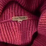 Free People Softly Structured Knit Tunic Turtleneck Sweater Oversized Berry XS Photo 2