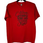 Gildan Christmas Holiday Womens X-Large Red T-Shirt Crew Neck Short Sleeve Stretch Photo 2