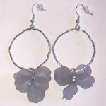 Silver Tone & Light Lavender Purple Retro Boho Dangling Pierced Earrings Photo 3
