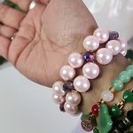 Handcrafted Pink Glass Pearl with Purple AB Crystal Beads Photo 5