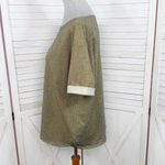 Mango MNG Cuffed Sleeve Metallic Shimmer Knit Tee Shirt Gold Small Photo 1