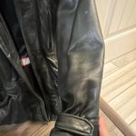 Andrew Marc Vintage 90s Black Cowhide Leather Trench Coat Jacket Photo 6