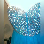 NWT Narianna Corset Back Strapless Blue Tulle Babydoll Dress M Green Size M Photo 5