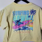 Disney Surfing Hawaii T Shirt Womens Yellow Medium Stitch Character Raw Hem M Photo 14