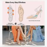 NEW Gold Ankle Strap Closed Pointed Toe Pumps Slingback Heel Comfortable 8 Photo 4