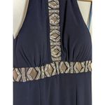 XScape  Crystal Embellished Halter Cut Out Dress Navy Blue Womens 8 Prom Formal Photo 4