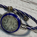 Geneva Blue Silver Twisted Cable‎ Bracelet Watch Quartz Small Face Vintage Style Photo 0