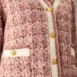 Anthropologie Maeve By Anthroplogie Tweed Lurex Coatigan Pink Cream Gold Button Size Medium Photo 2