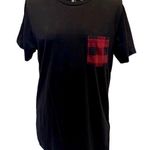 Old Navy  Buffalo Plaid Black Pocket Tee Size Small Photo 0