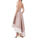 Carmen Marc Valvo Infusion Mikado High Lo Halter Dress Champagne White 6 NWT Photo 1