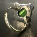 Sterling Silver Green Tigers Cats Eye Elegant Setting Statement Ring Photo 4