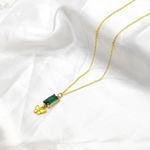 Butterfly and Green Emerald Stone Necklace Gold Photo 4
