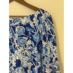 Lilly Pulitzer  Waverly Blue White Ruffle Boatneck Top 3/4 Sleeves EUC Cotton M Photo 2