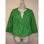 Talbots Apple Green Collarless Cotton Blend Gold Button Blazer Size 6P EUC! Photo 1