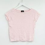 Vintage Y2K Pink Cottage Ribbed Sweater Baby Tee SZ M Early 2000s Size M Photo 2