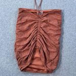 Oh Polly Halter Knit Top Size 4 Rust Brown Ruched Tank Top Photo 0