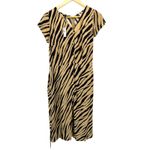 Talbots NWT  Women's Size 4 Tan Black Zebra Print V-Neck Midi Shirt‎ Dress Belted Photo 5