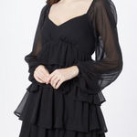 Abercrombie & Fitch • Abercrombie ruffled tiered long sleeve babydoll mini dress black large Photo 0