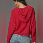 Pilcro Anthropology  NWOT Cozy Red Knit Hoodie Sweater Size XL Oversized Photo 1