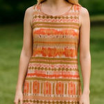 Tahari  Multicolor Linen Blend Mini Shift Dress Travel Resort Coastal Chic 8 Photo 0