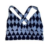 Buffbunny  M Medium Alpha Sports Bra Argyle Diamond Print Blue Gym Athletic RARE Photo 2
