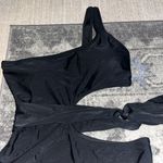 Aerie  Cutout One Shoulder Swimsuit in Black Photo 1