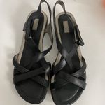 Ecco  Women's Sz 41 Strappy Black & Silver Sandals 1" Heel Crisscross Photo 10