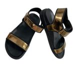 A7EIJE New York Bronze Gold Platform Sandals Women's 9 Shoes‎ Strap Photo 1