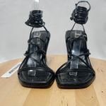 frame denim Frame Le Doheny Ankle-Wrap Black Leather Open Toe Strappy Sandals- Size 7 & 37.5 Photo 4