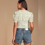 Lulus Lulu’s Nola White Floral Print Button Front Ruffled Crop Top size small NWT Photo 1