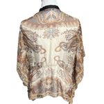 ZARA Sheer Silk Button Down Scarf Blouse Cream Brown Size Medium Photo 1