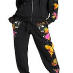 I am gia I.AM.GIA Aporia Women's Black Butterfly Print Jogger sweat Pants high waist XXS Photo 0