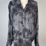 Rails  Womens Hunter Long Sleeve Button Up Top Shirt Size L Charcoal Tie Dye Photo 0