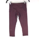 Lululemon Womens Wunder Under Leggings Cropped Pleated Sides Burgundy 4 Photo 2