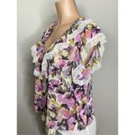 French Connection New.  orchid floral lace ruffle top. Small. Retails $128 Photo 8