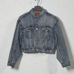 American Eagle AE Acid Wash Cropped Denim Jacket M Streetwear Y2K Retro 90s Grunge Photo 0