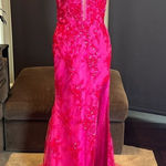 Women’s Pink Mermaid Fit Prom Party Dress Sparkly Sequins Lace Up Back Size 6 Photo 0