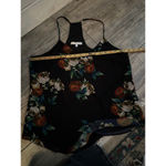 Lavender Brown Women's Black Floral Print V-Neck Sleeveless Tank Top Size Large Photo 6